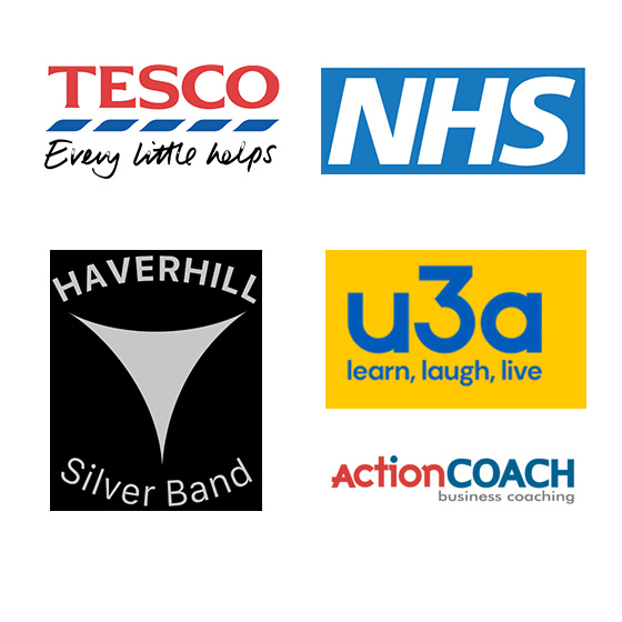 Examples of embroidered and printed client logos on personalised uniforms and workwear.