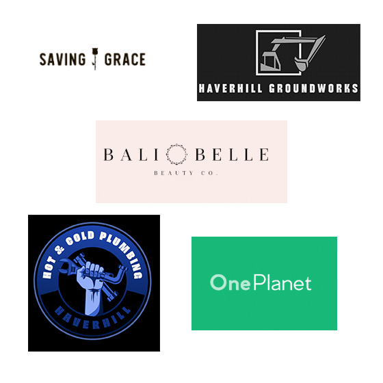 Showcase of client logos embroidered and printed on customised uniforms and workwear.